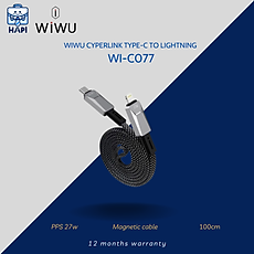 Cáp sạc hàng chính hãng WiWU Cyperlink Type-C to L Wi-C077 dây dù nylon siêu bền, truyền đẫn ổn định