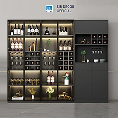 Tủ Gỗ Để Vang Trang Trí Phòng Khách, Bếp Dài 240cm Thương Hiệu SIB Decor TCK18