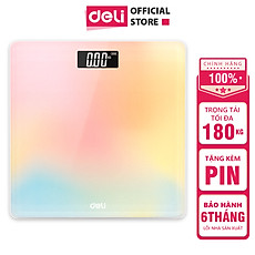 Cân Điện Tử Sức Khoẻ Thông Minh Mặt Vuông Kính Cường Lực Chịu Lực 180Kg Deli - Phù Hợp Gia Đình Trường Học -  Nhiều Màu Sắc - Hàng Chính Hãng - E86120
