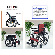 Xe lăn du lịch  Sắt Sơn Chống Lật Lucass X980L