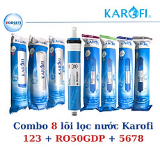 Combo 8 lõi lọc nước dành cho máy lọc Karofi 8 cấp ( Lõi 123+RO+Nanosilver+Mineral+Gac T33+Far Infrared) - Hàng chính hãng
