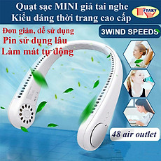 Quạt Đeo Cổ Mini Tích Điện Không Cánh Quạt Cầm Tay Mini Tiện Dụng Cho Người Tập GYM, Thể Thao, Văn Phòng HÀNG CHÍNH HÃNG
