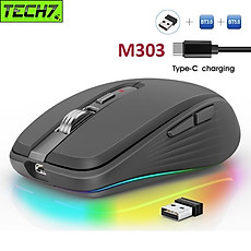 Chuột Led Không Dây M303 Đa kết nối Bluetooth 5.0 + Usb 2.4G Pin sạc TypeC chống ồn nhỏ gọn hàng nhập khẩu