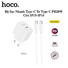 Bộ Sạc Nhanh Type C to Type C Cho Iphone15,16 PD20W Hoco CS13/CS13A  - Sạc Nhanh 0 đến 50% Pin Trong 30p - Bảo Hành 1 Năm - Hàng Chính Hãng