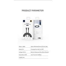 Cáp Wiwu F15 Cyclone PD 100W fast charge Cable  Tương thích với Máy tính xách tay/ Ipad/ Điện thoại/ Bảng điều khiển trò chơi , sạc siêu nhanh USB C sang USB C - Hàng chính hãng