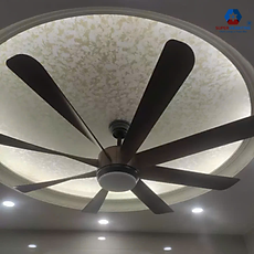 Quạt trần đèn trang trí phòng khách SuperVilighting 8 cánh vân gỗ cao cấp phong cách hiện đại Hàng nhập khẩu