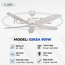 Quạt trần không đèn Klasse 52KSA 901W Hàng chính hãng