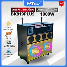 Loa Kéo Di Động MTMAX BK819Plus, Công Suất Cực Khủng 1000W, Hệ Thống 2 Bass Đôi 40, 4 Trung, 2 Treble, Âm Thanh Cực Khủng, Kèm 2 Micro Không Dây Cao Cấp, Chuyên Karaoke Không Gian Lớn, Quán Bar. HÀNG CHÍNH HÃNG