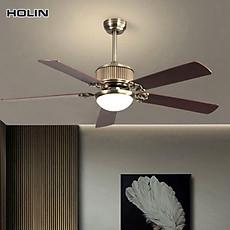 Quạt treo trần nhà SuperVilighting QT-210 cánh gỗ có đèn phòng khách gian ngủ phong cách cổ điển Hàng chính hãng