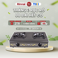 Bếp gas dương Rinnai RV-260(G)N mặt bếp men và kiềng bếp men - Hàng chính hãng.