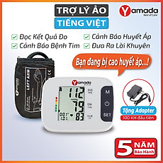 Máy đo huyết áp bắp tay điện tử Yamada - trợ lý ảo Assistant+ giọng nói tiếng Việt thông minh, đọc kết quả, cảnh báo nhịp tim Heart Link, đo chính xác, thiết kế cao cấp