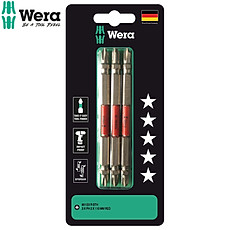 Bộ mũi vít 2 đầu 4 cạnh cao cấp Wera 05344515001 851/23 R BTH 3xPH2x110mm Red BiTorsion dùng trực tiếp máy khoan bắt vít