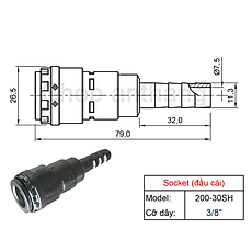 Khớp nối nhanh khí nén một chạm 200-SH, Nitto - Nhật Bản
