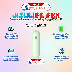 Quạt cầm tay mini JisuLife F8X 4500mAh - Tích hợp Sạc dự phòng, Đèn pin - Hàng chính hãng