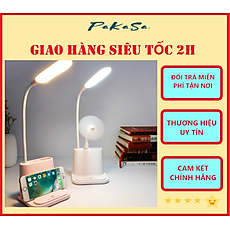 Đèn Học , Đèn Đọc Sách Để Bàn Chống Cận Có Ống Đựng Bút , Giá Đỡ Điện Thoại , Cổng Sạc Usb - Hàng Chính Hãng