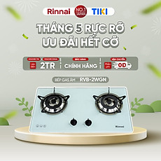 Bếp gas âm Rinnai RVB-2WGN mặt bếp kính và kiềng bếp men - Hàng chính hãng.