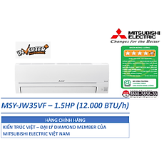 ĐIỀU HÒA KHÔNG KHÍ (MÁY LẠNH) MITSUBISHI ELECTRIC MSY-JW35VF - 1.5 HP(NGỰA) (12,000 BTU/H) - INVERTER - HÀNG CHÍNH HÃNG
