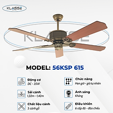 Quạt trần không đèn Klasse 56KSP 615 hàng chính hãng