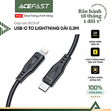 Cáp Acefast USB-C to Light.ning dài 0.3m - DC3-01 Hàng chính hãng Acefast
