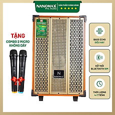 Loa Kéo Karaoke Cao Cấp Mini Nanomax SK-T12 3 Tấc Đọc Được USB Thẻ Nhớ Công Suất Tối Đa 260W  Vân Gỗ Tặng Kèm 2 Mic Hàng Chính Hãng | Loa Kéo Công Suất Lớn | Loa Kéo Bluetooth