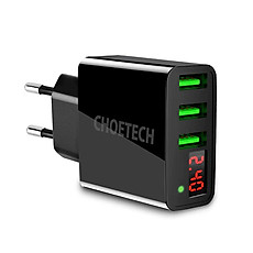 Cóc củ sạc nhanh 3 cổng USB hiệu CHOETECH C0026US cho điện thoại / máy tính bảng Samsung iPhone Huawei Oppo Xiaomi (sạc nhanh 2.4A / Port, 3 Port USB, Max 3A, trang bị LED hiển thị) - hàng chính hãng