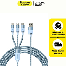 Cáp sạc đa năng Baseus StarSpeed Fast Charging Data Cable 1 for 3 USB to M+L+C 3.5A CAXS - hàng chính hãng