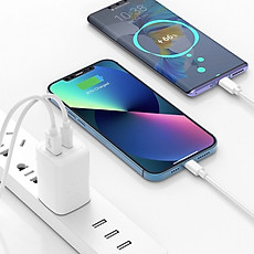 Adapter cóc củ sạc nhanh 65W PD Type-C + USB-A QC 3.0 hiệu WIWU Nano Gan - hỗ trợ sạc cùng lúc 2 thiết bị, đạt chuẩn MFI, Chip sạc AI thông minh - Hàng nhập khẩu