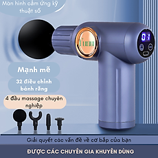 Máy massage thông minh cầm tay cao cấp 4 đầu, quy định tốc độ rung 6 giai đoạn, hỗ trợ massage chuyên sâu, giảm đau cơ, cứng khớp - Hàng chính hãng