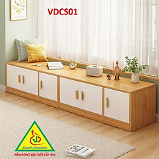 Tủ gỗ thấp kê cửa sổ, ban công , dọc tường nhiều ngăn VDCS01 - Nội thất lắp ráp Viendong Adv
