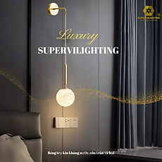 Đèn gắn tường trang trí phòng khách phòng ngủ mạ vàng bóng thuỷ tinh TUONGMAVANG SuperVilighting