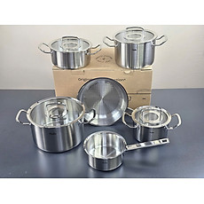 Bộ nồi Fissler profi 4 nồi 1 quánh 1 chảo inox profi nắp kính