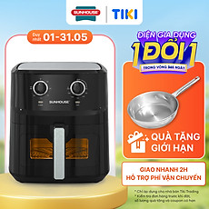 Nồi chiên không dầu 6.5L SUNHOUSE SHD4030 - Công nghệ Rapid Air giảm tới 80% dầu mỡ - Khoang chiên trong suốt - Hàng chính hãng