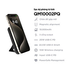 Sạc dự phòng  Energizer 10,000mAh /3.85V Li-Polymer hỗ trợ sạc nhanh 20W QM10002PQBK - Hàng chính hãng