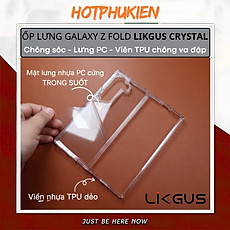Ốp lưng chống sốc trong suốt cho Samsung Galaxy Z Fold 3 Fold 4 Fold 5 Fold 6 Fold 7 hiệu Likgus Crashproof giúp chống chịu  mọi va đập - hàng nhập khẩu