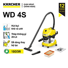Máy hút bụi khô và ướt Karcher WD 4 S - version mới năm 2022  (Hàng chính hãng)