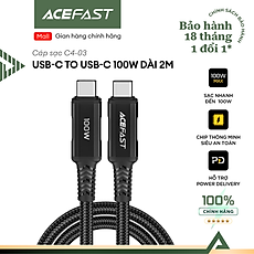 Cáp Acefast Type C to Type C 100W dài 2m - C4-03 Hàng chính hãng Acefast