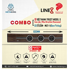 COMBO [ 1 Thanh Ray Dẫn Điện Line8 Model S (600mm/Cao Cấp/Màu Brazilian Rosewood) & 3 Ổ Cắm MLT-1 (Đen/Trắng)]