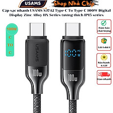 Cáp sạc nhanh USAMS SJ742 Type-C To Type-C 100W Digital Display Zinc Alloy HX Series tương thích IP15 series ( Hàng Chính Hãng)