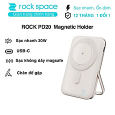 Pin sạc dự phòng không dây kèm giá đỡ điện thoại Rockspace P20 SE sạc nhanh PD 20W 10000mAh - Hàng chính hãng bảo hành 12 tháng