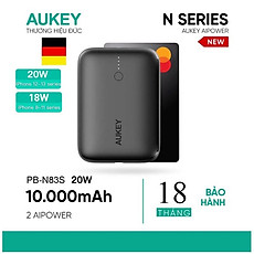 Sạc dự phòng Aukey Basix Mini PD 20W QC3.0 10000mAh PB-N83S - Hàng chính hãng