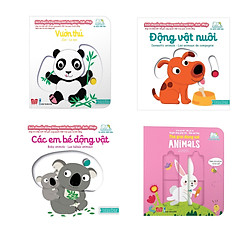 Combo 4  cuốn sách giúp bé làm quen với ngoại ngữ:  Sách chuyển động – Song ngữ A-V:  Độn