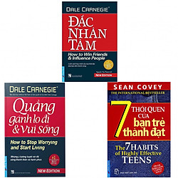 Combo Đắc Nhân Tâm, Quẳng Gánh Lo Đi Và Vui Sống, 7 Thói Quen Của Bạn Trẻ Thành Đạt (tặng kèm 3 bọc sách plastic cao cấp)