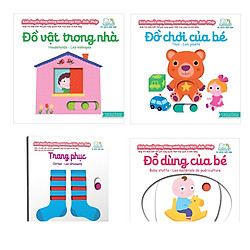 Combo 4 quyển Sách chuyển động – Song ngữ A-V: Trang phục+ Đồ dùng của bé + Đồ vật trong