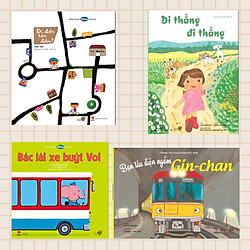 Combo 4 cuốn Ehon với chủ đề Bé Tham Gia Giao Thông: Bác Lái Xe Buýt Voi + Đi Thẳng, Đi T