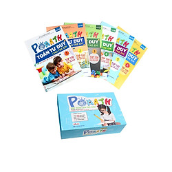 Combo bộ Pomath học liệu và 6 cuốn Pomath toán tư duy cho bé 4-6 tuổi ( tặng kèm cục tẩy