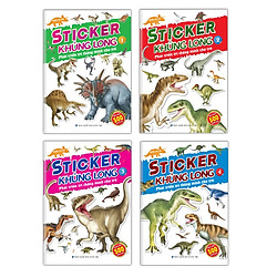 Sách Sticker khủng long Phát triển trí thông minh cho trẻ 4 quyển kèm trang sticker dán h