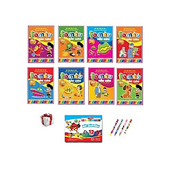 Combo 8 quyển Tập tô màu mẫu giáo + Tặng kèm 1 Hộp bút màu