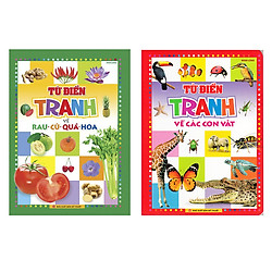 Combo sách Từ Điển Tranh Về Rau – Củ – Quả – Hoa và  Từ Điển Tranh Về Các Con Vật tặng cu