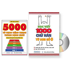 Combo 2 sách 5000 Từ Vựng Tiếng Trung Thông Dụng + Học Viết 1000 Chữ Hán Từ Con Số 0 + DV