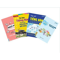 Combo 4 Cuốn Sách: Tự Học Tiếng Hàn Cho Người Mới Bắt Đầu, Ngữ Pháp Tiếng Hàn Bỏ Túi, 500